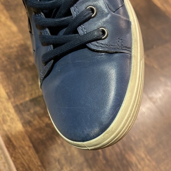 ECCO Soft 7 Woven Navy Blue Leather Sneakers Extra Width Size 9 - Picture 5 of 13